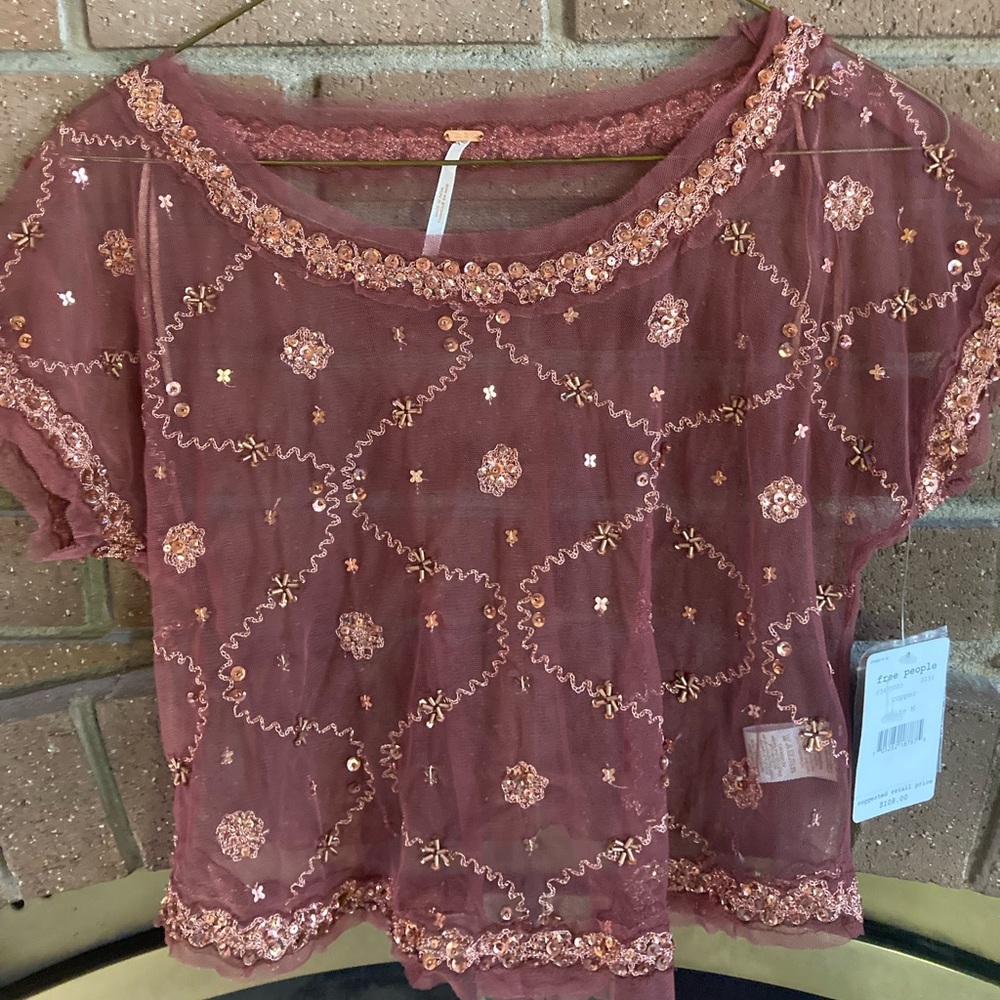 Free People beaded sheer top